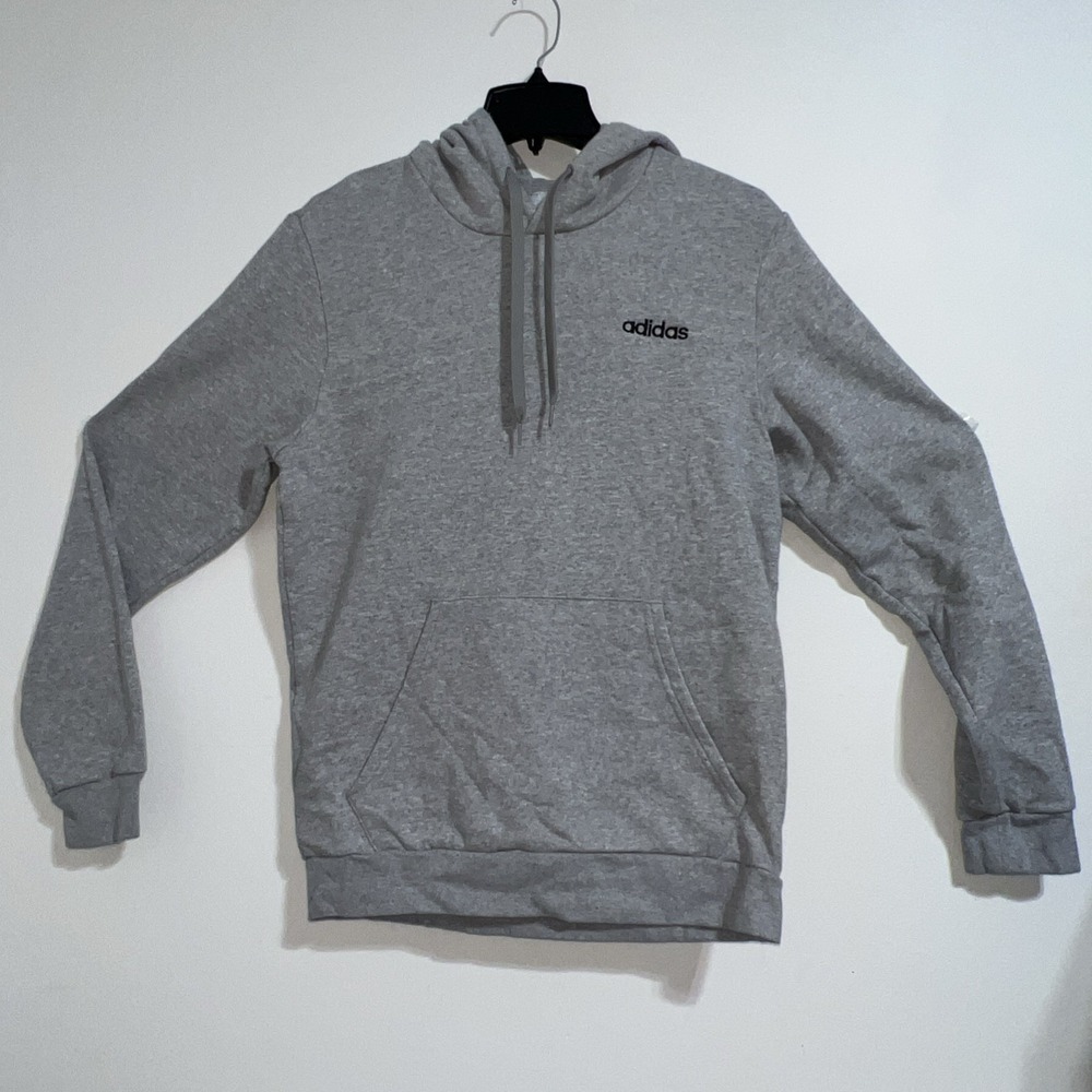 Adidas Essentials Fleece Pullover Grey Heather Men's Hoodie (FL0310) Size Medium